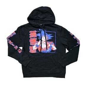 Dragon Ball Goku Eating Ramen Hoodie Men’s S Black Pullover Anime